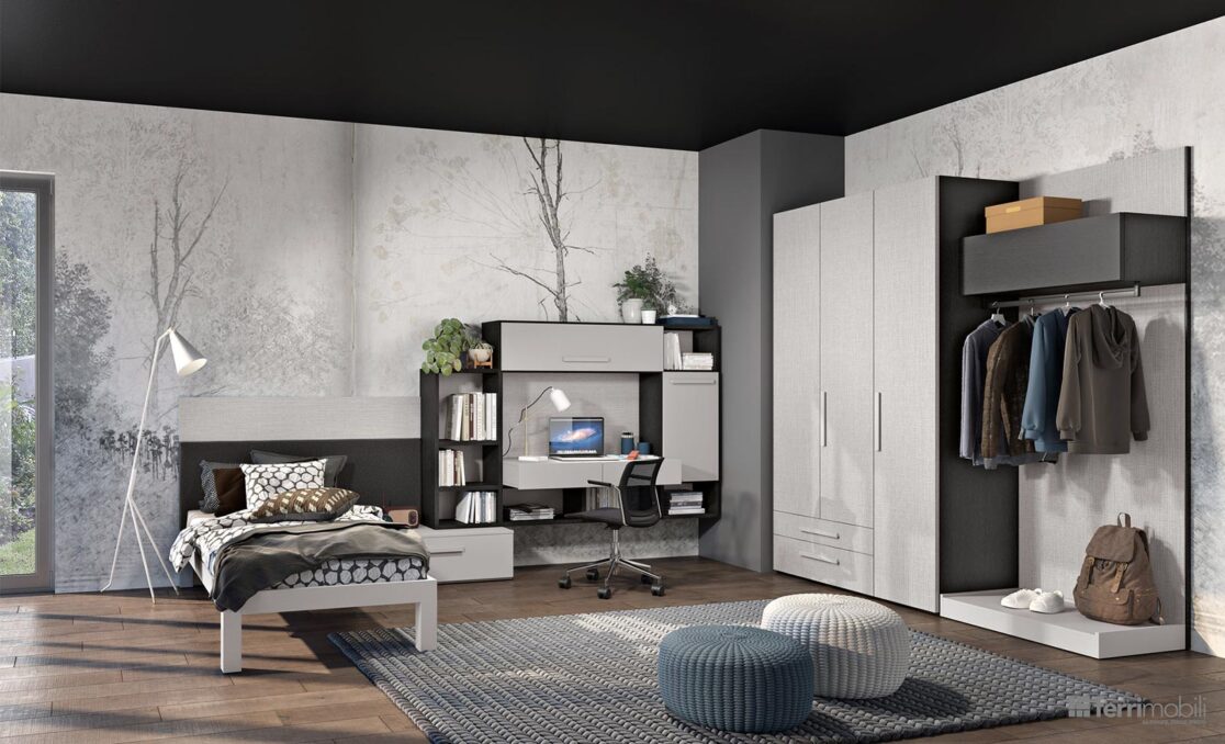 Cameretta armadio cabina armadio e scrivania sospesa - Composizione 147