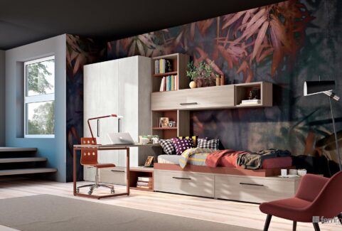 Composizione 148 – Cameretta armadio scrivania e letto by Ferrimobili
