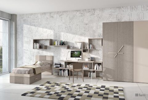 Composizione 149 – Cameretta armadio scrivania e letto by Ferrimobili