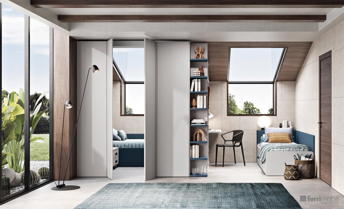 Cameretta con stanza con secondo letto e scrivania by Ferrimobili - Composizione 109