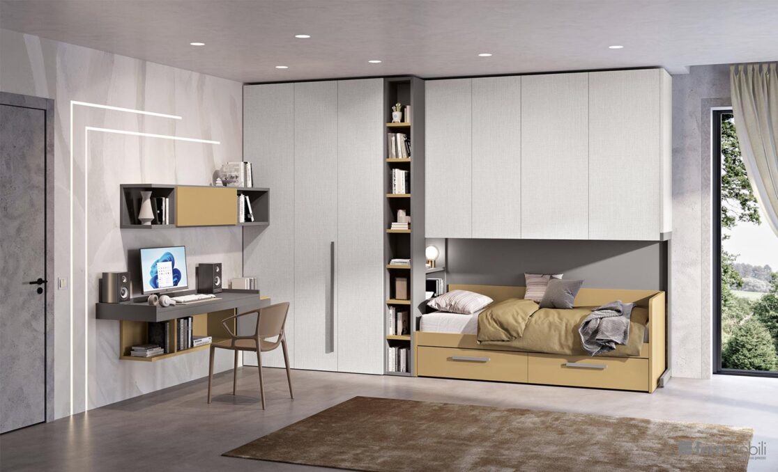 Cameretta nicchia con ponte e scrivania - Composizione 119