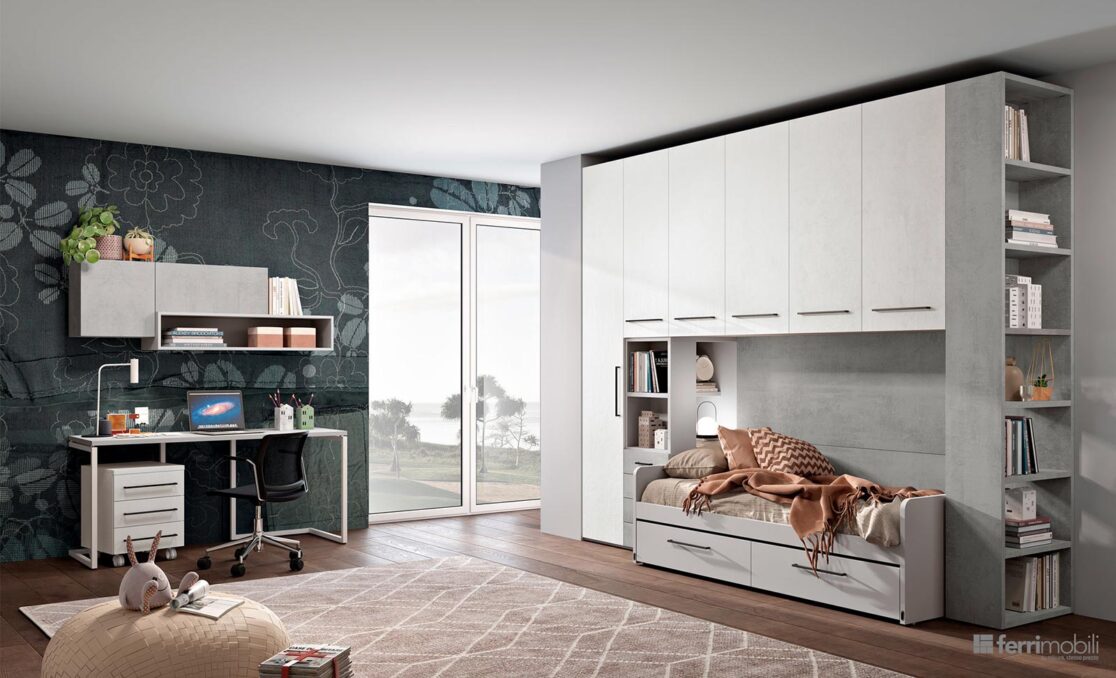 Cameretta ponte divano letto - Composizione 135