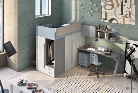 Composizione 140 – Cameretta soppalco con cabina by Ferrimobili