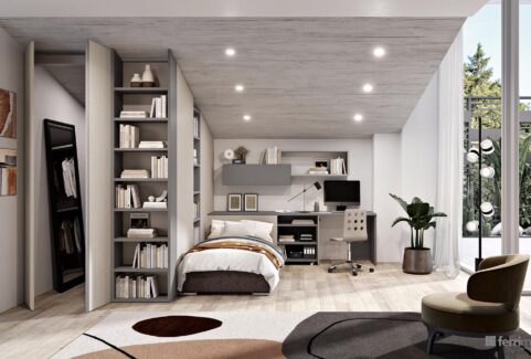 Composizione 104 – Cameretta con stanza con armadio e letto by Ferrimobili