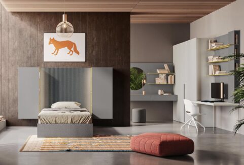 Start T11 – Camera-studio con letto contenitore e testiera attrezzata by Clever