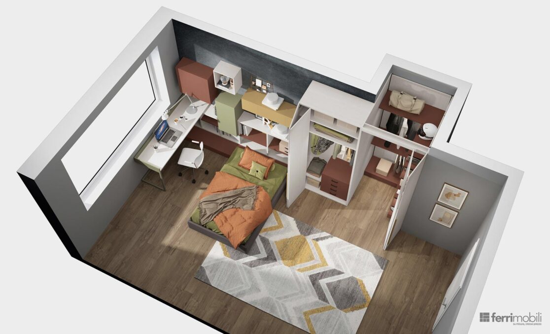 centro delle camerette - cameretta nicchia armadio soffietto letto imbottito ferrimobili-2