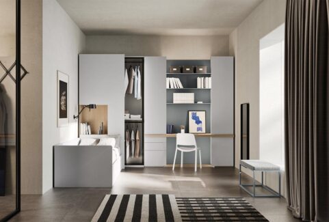 Start T09 – Cameretta singola per ragazzo con letto a cassettoni by Clever