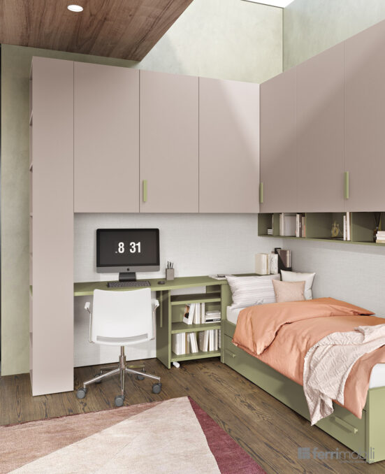 centro delle camerette cameretta ponte ad angolo con scrivania estraibile ferrimobili