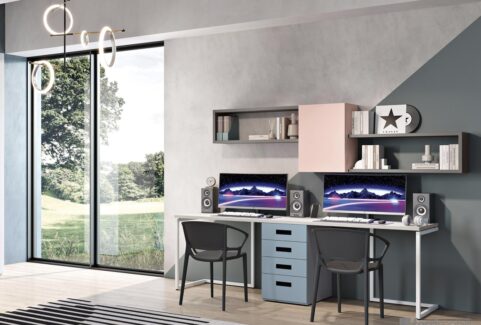 Composizione 131 – Cameretta ponte due letti by Ferrimobili