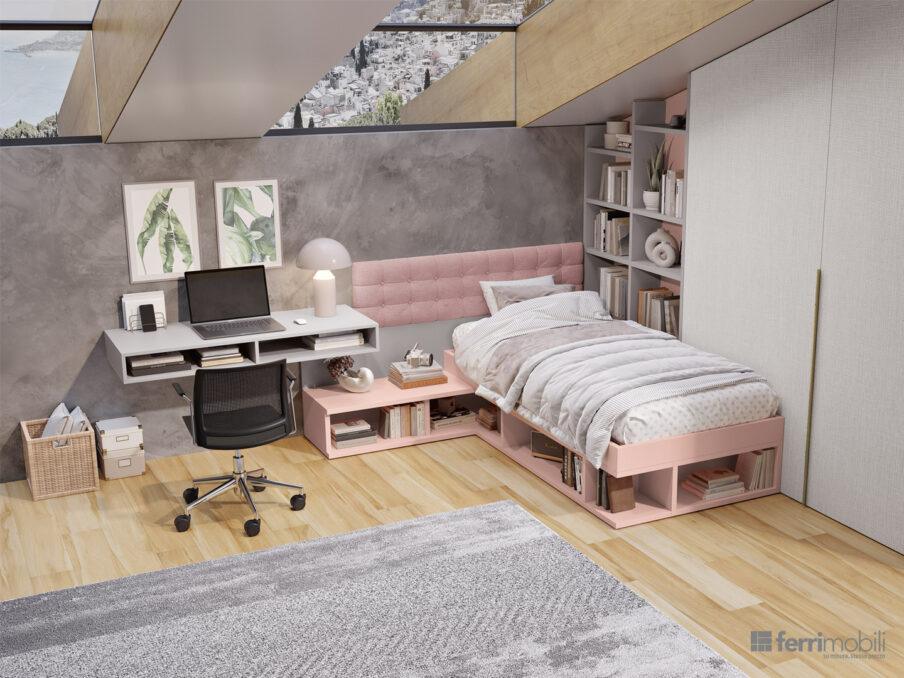 centro_delle_camerette_Cameretta con mansarda e letto
