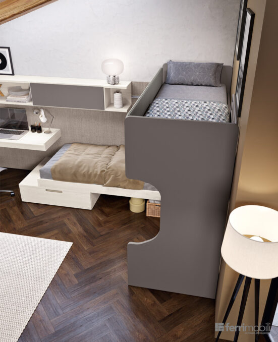 centro_delle_camerette_cameretta con mansarda a travi e doppio letto scorrevole-2