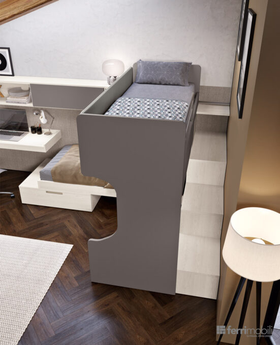 centro_delle_camerette_cameretta con mansarda a travi e doppio letto scorrevole-3