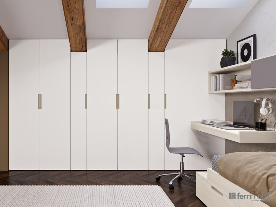 centro_delle_camerette_cameretta con mansarda a travi e doppio letto scorrevole-5