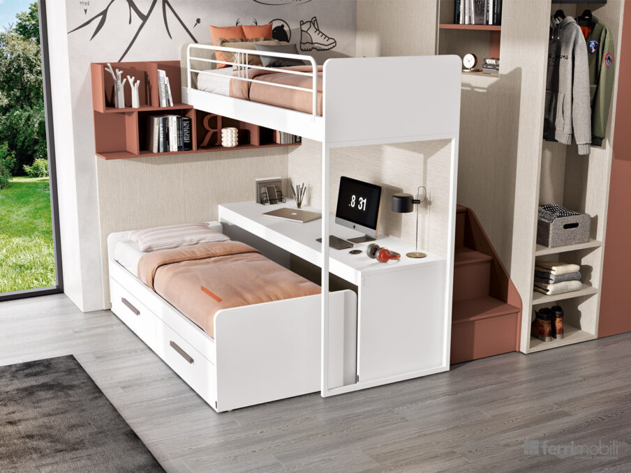 centro_delle_camerette_cameretta con stanza armadio e doppio letto estraibile con scrivania-2