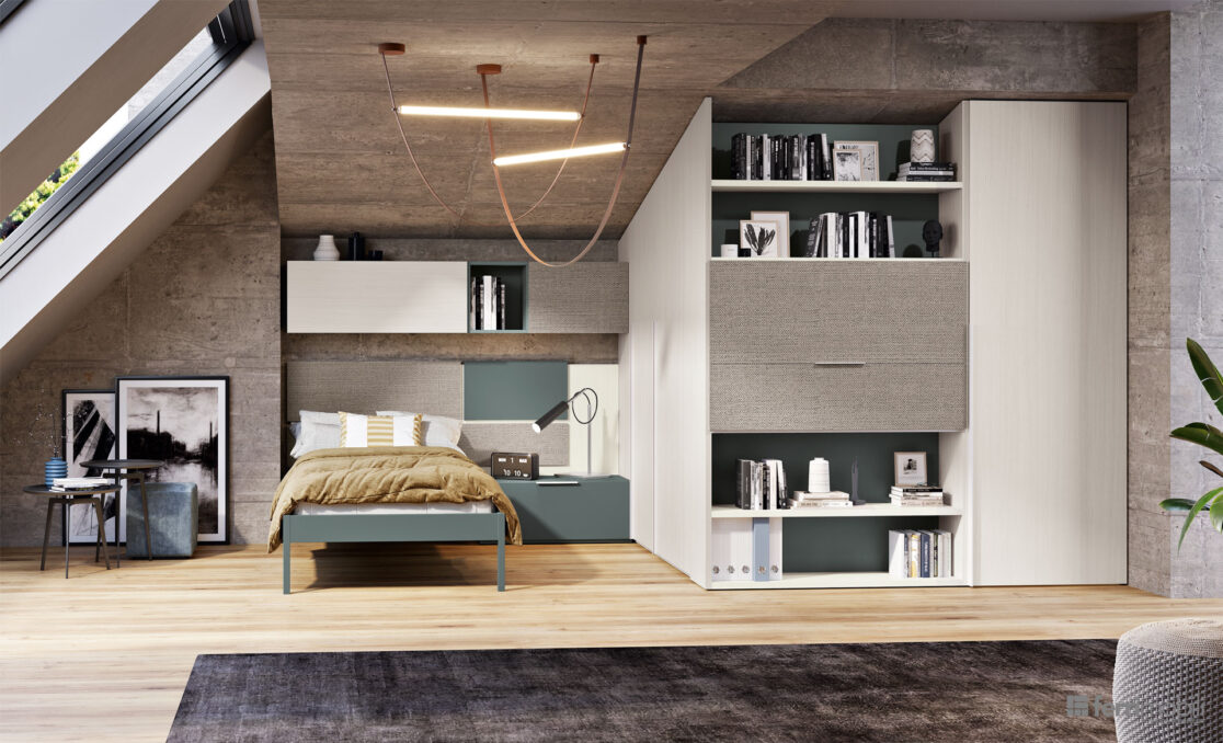 centro_delle_camerette_cameretta con stanza cabina, libreria e scrivania