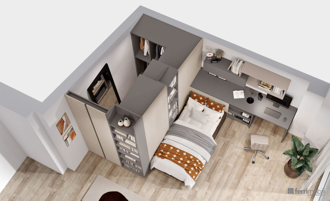 centro_delle_camerette_cameretta con stanza con armadio e letto by Ferrimobili-6