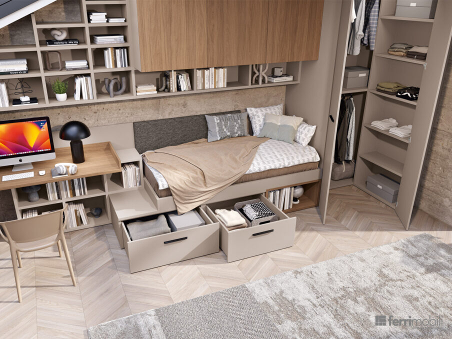 centro_delle_camerette_cameretta mansarda a ponte con cabina ad angolo by ferrimobili-2