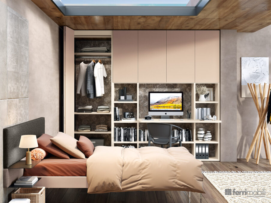 centro_delle_camerette_cameretta nicchia con cabina armadio letto testata imbottita-by-ferrimobili-3